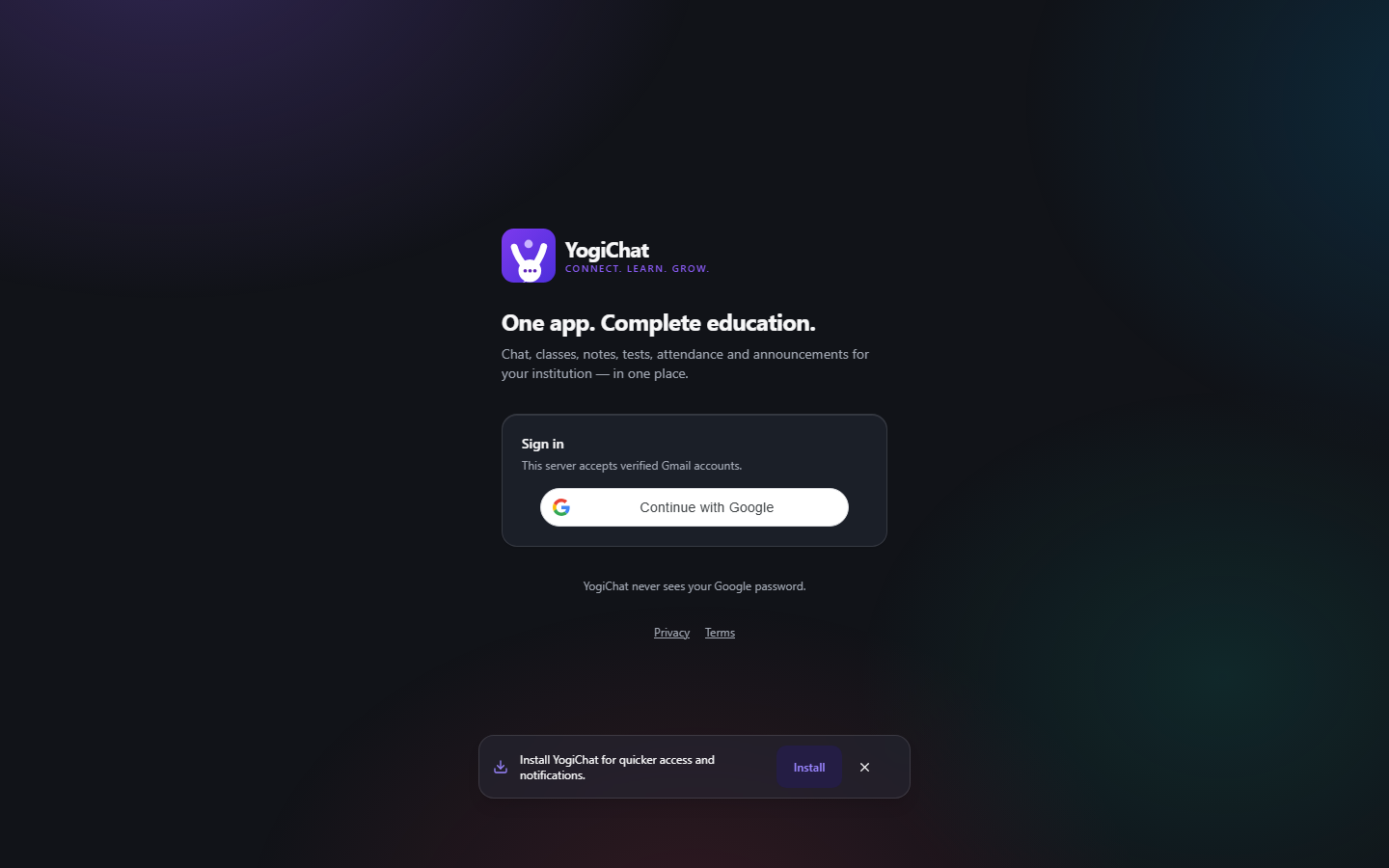 YogiChat original website preview