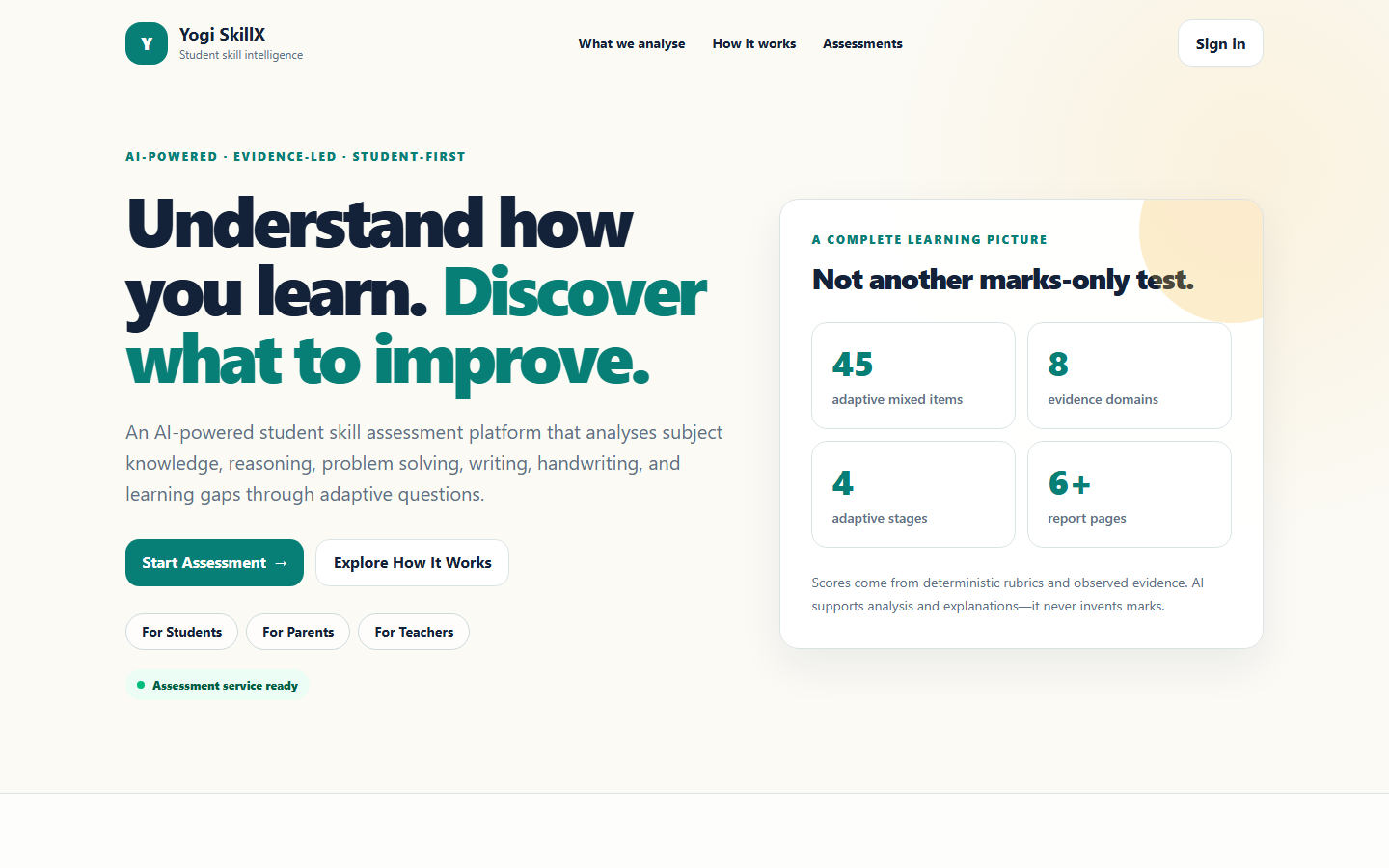 YogiSkillX original website preview